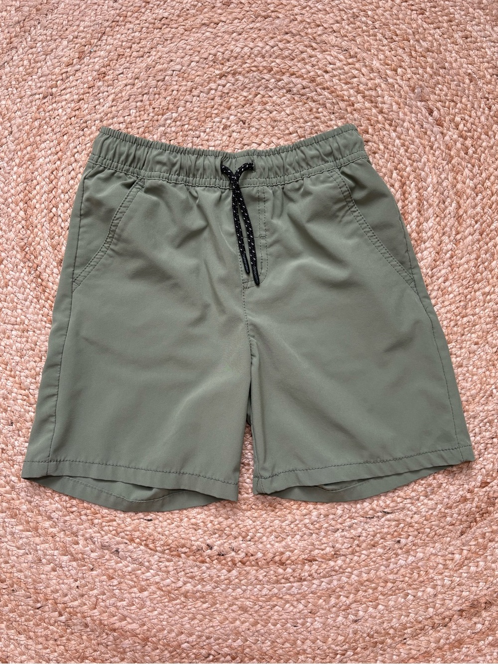 Kids Olive Green Active Hybrid Drawstring Shorts